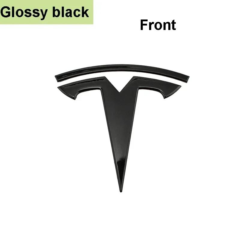 Bilklistremerke Tesla Metall Dekkbart Frontlogo Embleme Klistremerke for Tesla Modell 3 Modell Y Bakre Bagasjeromsskilt Karbonfiber Dekal Eksteriør