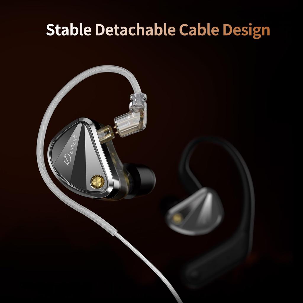 KZ Decet In-Ear Monitor Headphones, 5 Dynamic Driver IEMs with 4 Tuning Switches, Full-Frequency Stereo Sound and Comfortable Noise Isolation