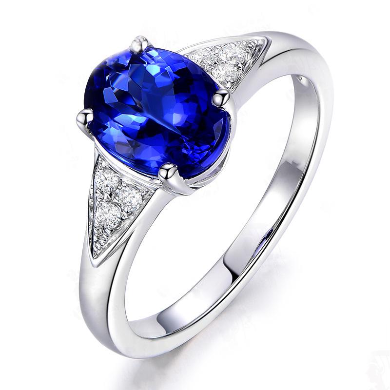 Blue Tanzanite Stud Earrings, Blue Crystal Necklace, Gemstone Bracelet, and Sapphire Ring Set