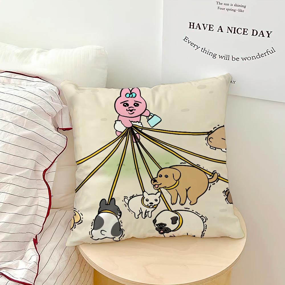 

Кавайная наволочка Диван Гостиная Спальня Изголовье Подушка-спинка Квадратная O-Opanchu-S U-Usagi Подушка Время для сна 16x16Inch