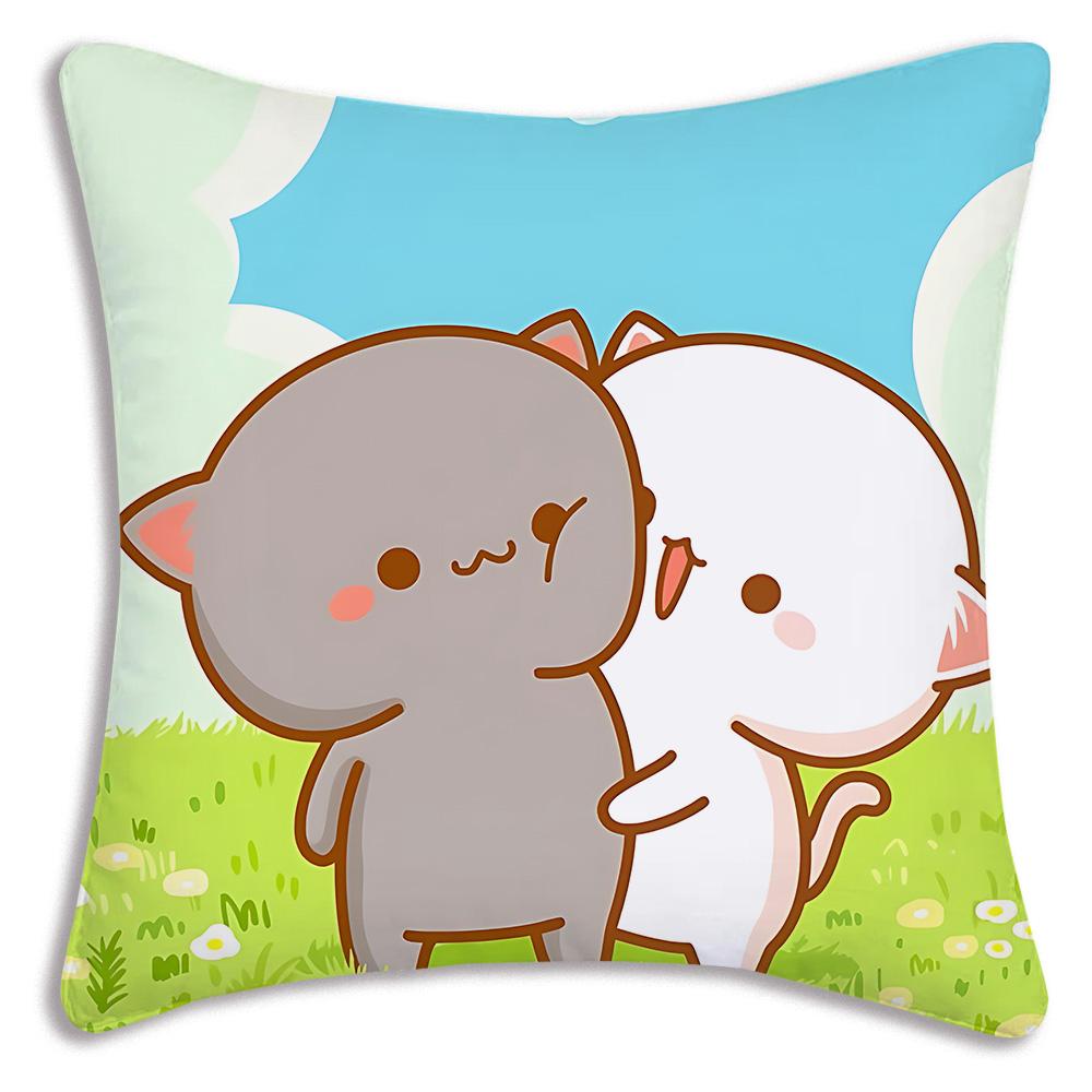 Cute PeachS And G-GomaS Pillow Covers Cartoon Sofa Decorative Home Double-sided Printing Short Plush Cute Cushion Cover