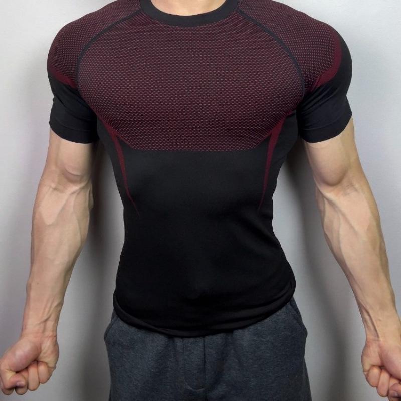 Men s Quick-Dry Seamless Jacquard Stretch Sports T-Shirt