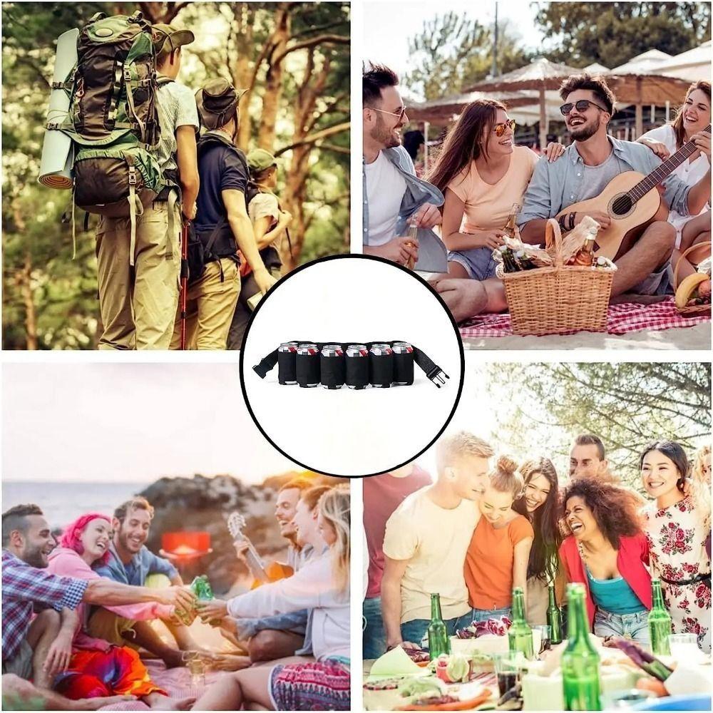 6 Cans Beer Storage Waist Bag 6 Pockets Beer Belt Holder Waist Pack  Outdoor Accessories