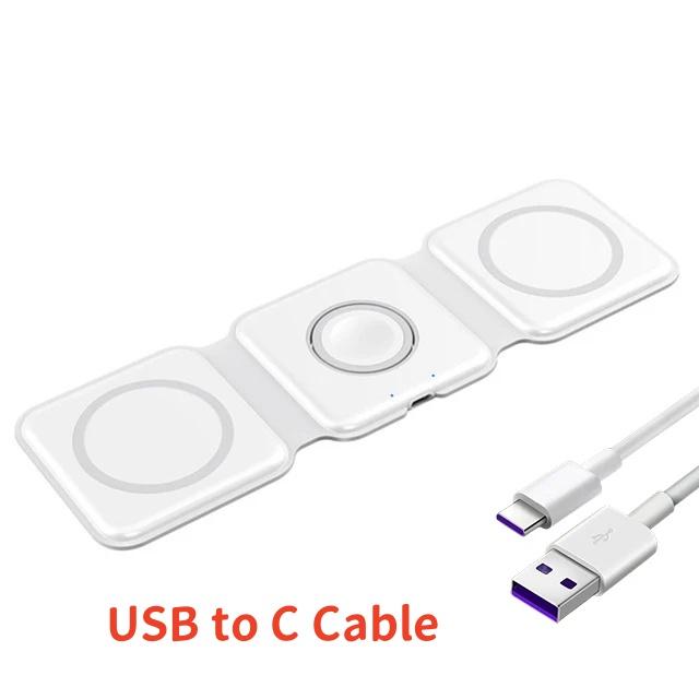 

Зарядная станция 3 в 1 для iPhone 15/14/13/12 серий Дорожное зарядное устройство для нескольких устройств для AirPods 3/2/Pro Watch Series