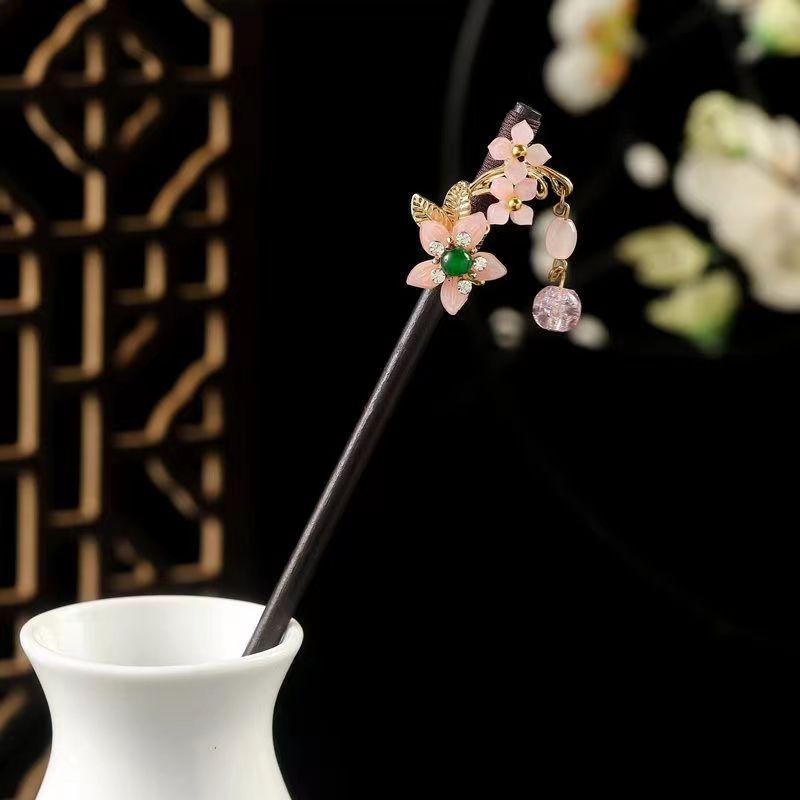 Grampo de Cabelo com Borla de Sândalo de Alta Qualidade para Penteados Updo de Hanfu Cheongsam