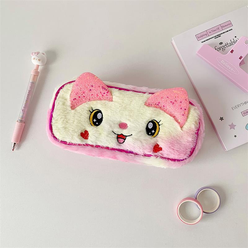 

Cute Big Eyes Cat Animals Plush Pencil Cases Large Capacity Cosmetic Bags Portable Travel Storage Bag Student Stationery Gifts