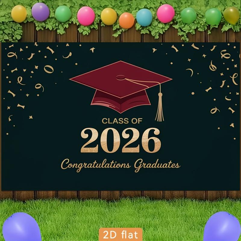 2D plane, suitable for parties, featuring a single piece of red polyester background, celebrating the graduates of 2026