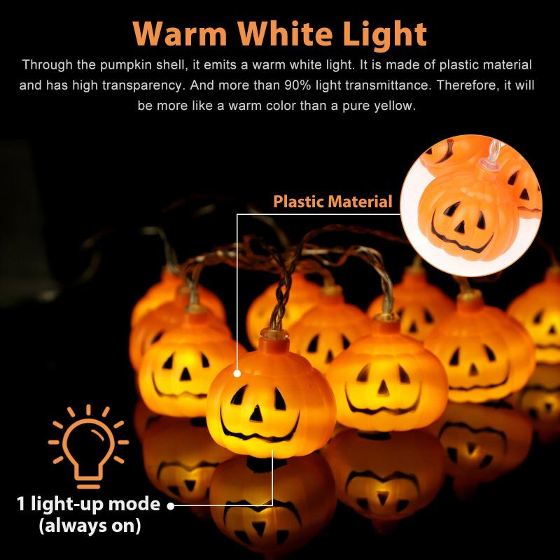 10/20/40led Halloween Pumpkin String Lights Energy-saving Hanging Lantern Lamp For Home Party