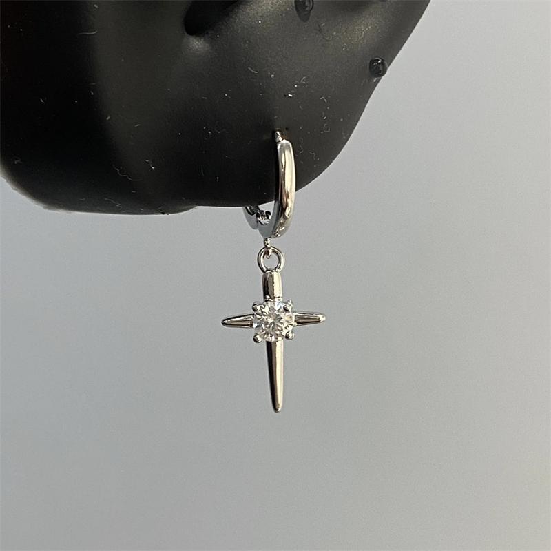 1pcs Shiny Zircon Cross Earrings for Women New Fashion Stainless Steel Ear Bone Nail Ear Accessories
