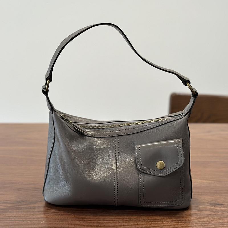 Johnature Genuine Leather Casual Women's Bag Soft Cowhide Solid Color Versatile Shoulder Crossbody Bag
