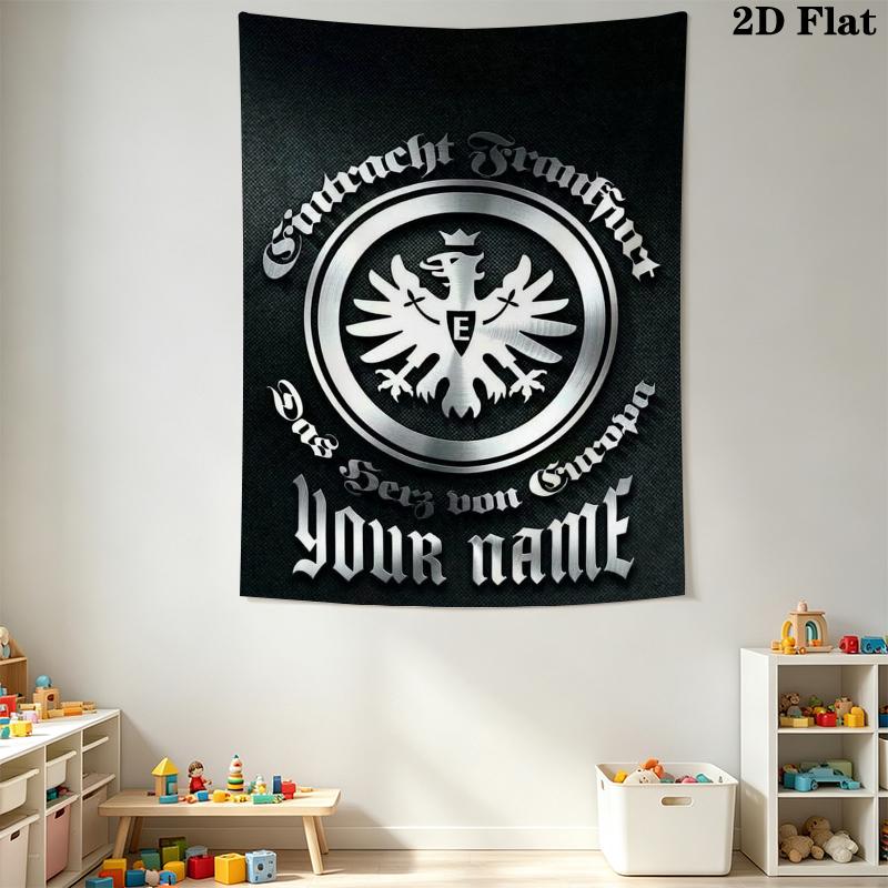 Tapisserie murale Eintracht Frankfurt avec nom personnalisé Accrochage mural esthétique Couverture en tissu imprimé Tapisseries décoratives pour chambre à coucher salon Décoration de maison