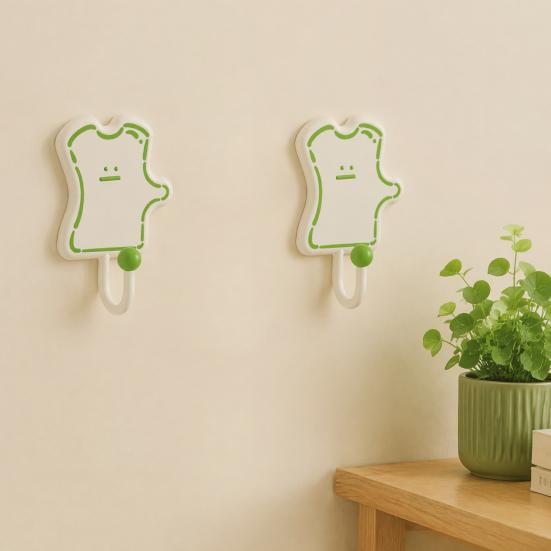 No Drill Hooks for Rental Apartments Cartoon Puzzle Key Hook, Heavy Duty Traceless Plastic Wall Hanger, Hangers Space Saving Self Adhesive