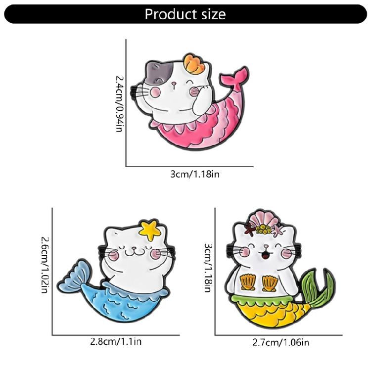 Charm Mermaids Cats Alloy Brooch Fashionable Lapel Accessory For Kids Friend Parties Casual Outfits