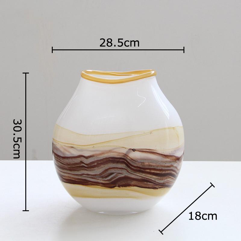 

Creative Painted Stripes Glass Vase Table Decoration Artificial Flower Decorative Flowers Arrangement Room Aesthetic Decor