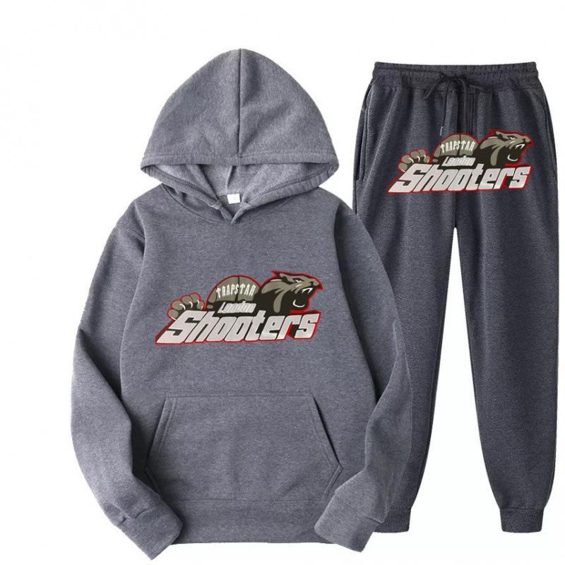 New Men's and Women's Casual Sports Suit, Red and Black Tiger Head Sweater and Sweatpants Suit.