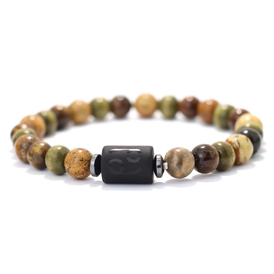 Twelve Zodiac Signs Beaded Bracelet Natural Hematite Tiger Eye Stone Braclet Men Women Buddha Beads Yoga Healing Couple Braslet