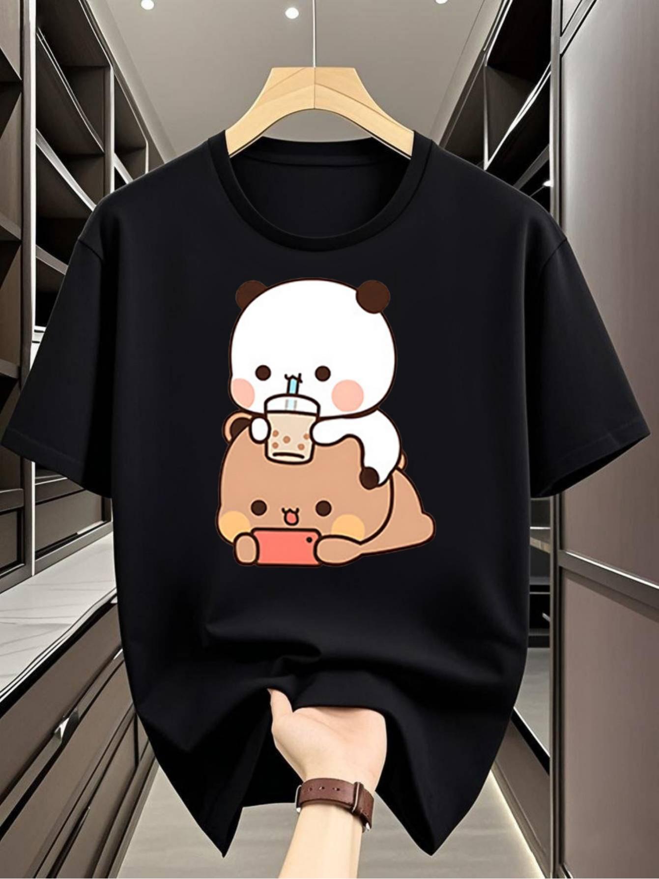 

Kawaii Bubu Dudu T Shirt Women Unisex Cartoon Panda Bear Graphic Tee Summer Casual Short Sleeve Crew Neck Couple Matching Tops 4XL