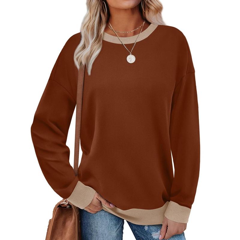 Autumn and Winter Women Round Neck Loose Long Sleeve Sweatshirt Casual Top