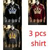 European and American Style Unisex Long Sleeved Shirt Crown Print Men's Women's Long Sleeved Shirt Unisex Clothing Top