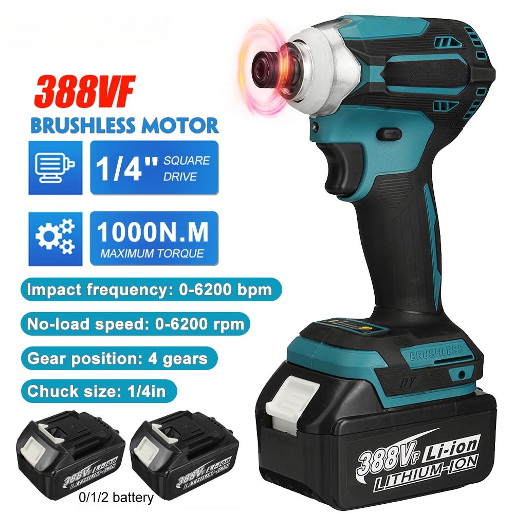 4 Gear Cordless Screwdriver Impact Wrench 1/4 Brushless Electric Screwdriver Rechargable Drill Driver Power Tool Blue