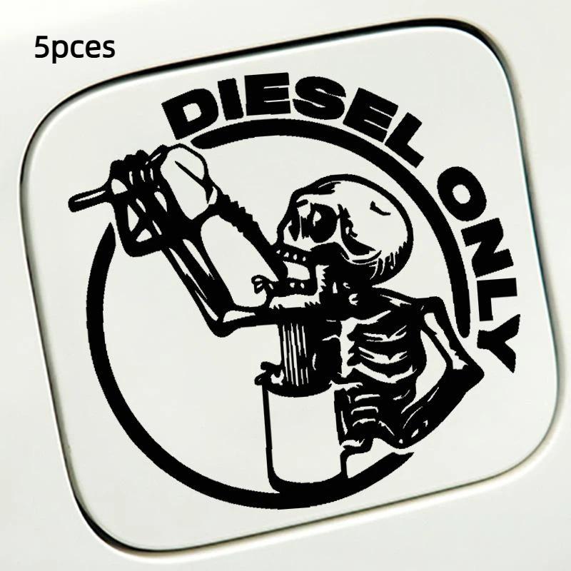 5Pcs Decorative Car Personalized And Creative Laser Decals Pickup Truck 15X15Cm Off-Road Truck Skull Gasoline Cap Stickers