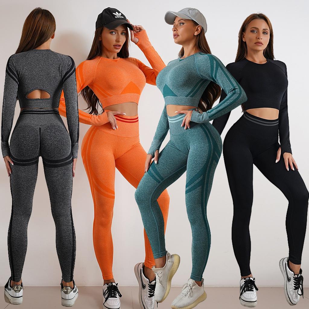 JYL Seamless Knit Yoga Set Hip Lifting Backless Fitness Outfit