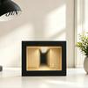Double-layer Mirror Frame Wooden Backrooms Style Night Light, Infinite Effect Tabletop Lamp, Matte Black Photo Box Dustproof Ambient Light Box,