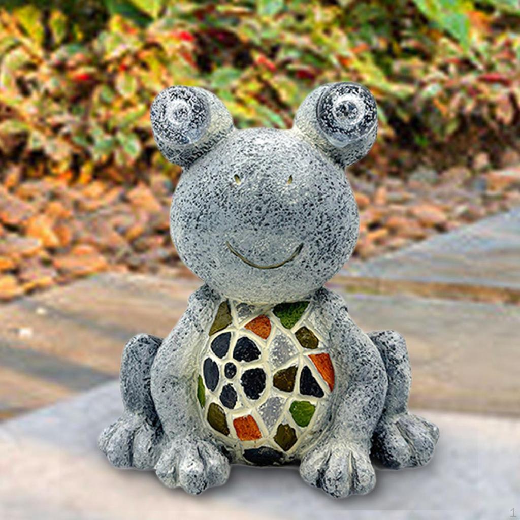 Turtle Frog Garden Statue Figurines Solar Power Lights Housewarming Gifts Miniature Statues for