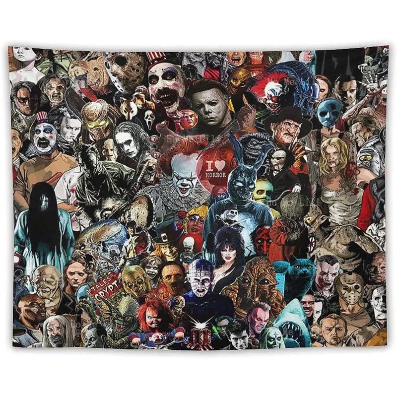 Horror Movie Classic Wall Hanging Tapestries Halloween Poster For Living Room Bedroom Home Decor