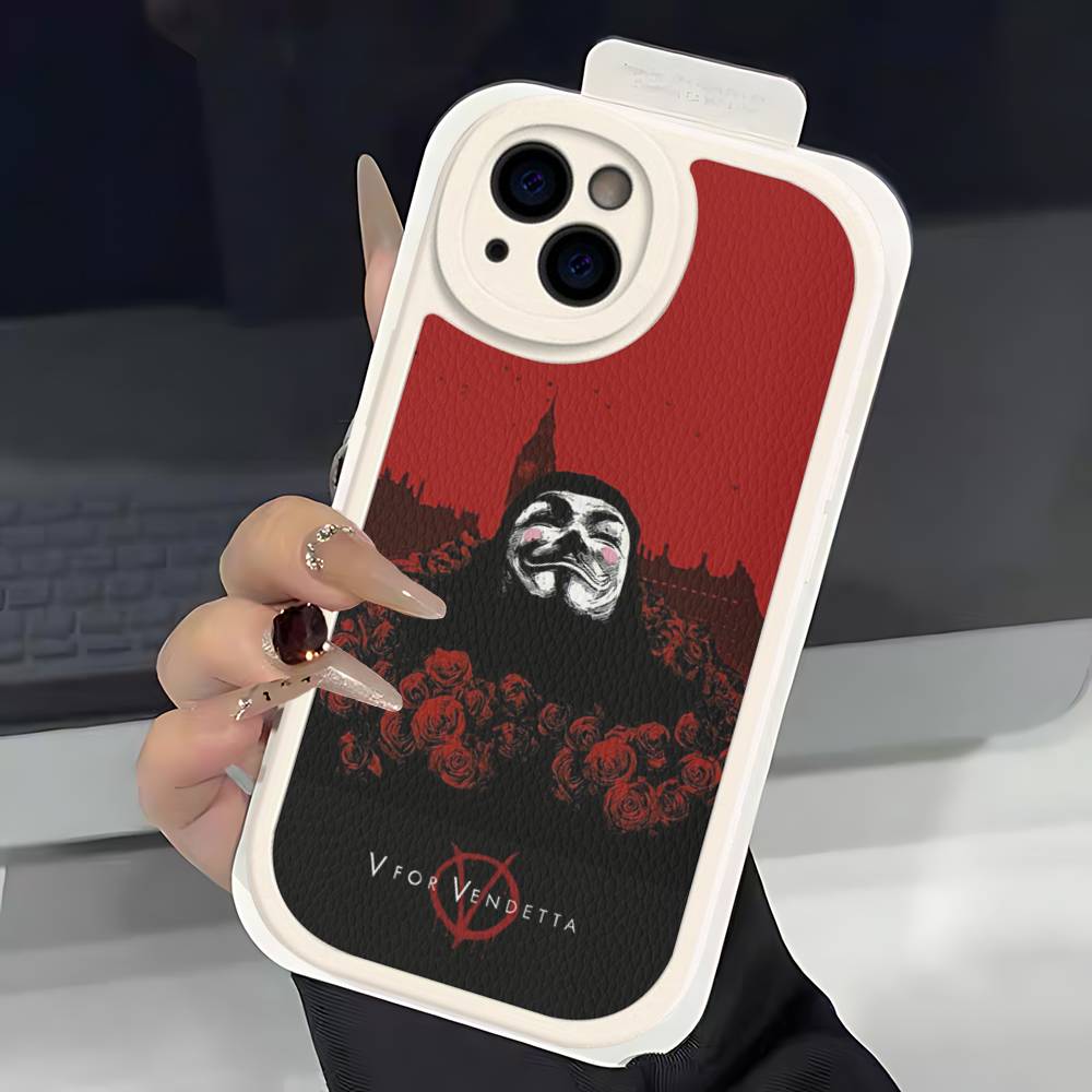 Horror Movie V For V-vendettaS Phone Case For IPhone 16 15 14 13 12 11 Pro Max Plus Leather Soft Cover