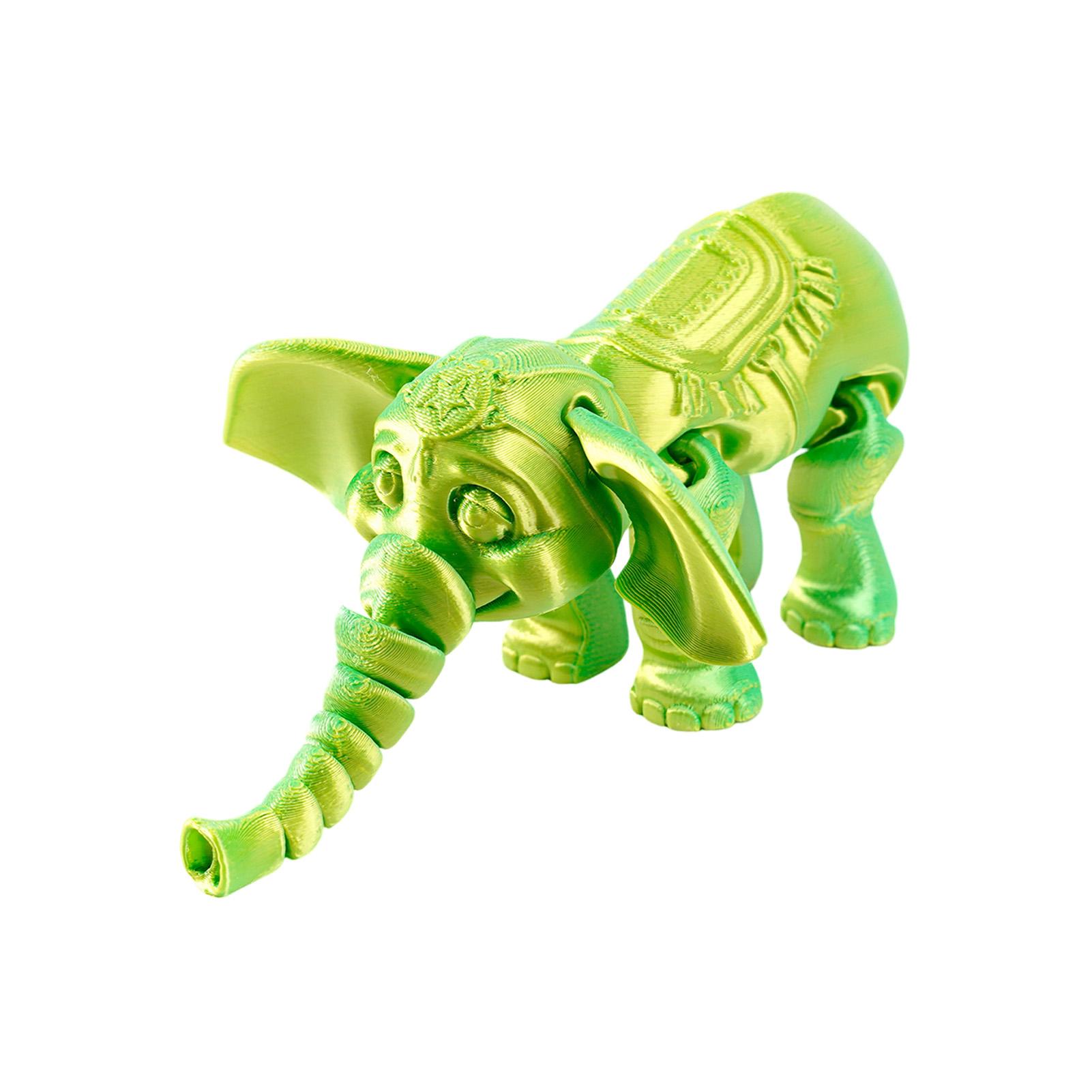 

14.5cm Random Gradient 3D Printed Elephant Statue DIY Craft Animal Figurine with Movable Joint Elephant Ornament Tabletop Decor