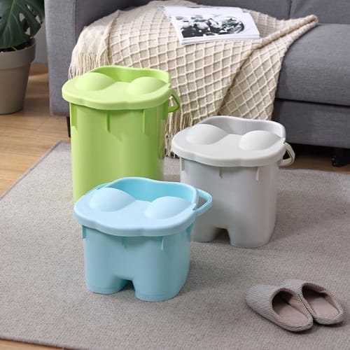 Deep Footbath Bucket with Lid, Steam Basin, Foot Bath Basin, Foot Massage Basin, Heated Barrel, Pedicure, Detox, Massage, Rollers, Thick Portable Foot