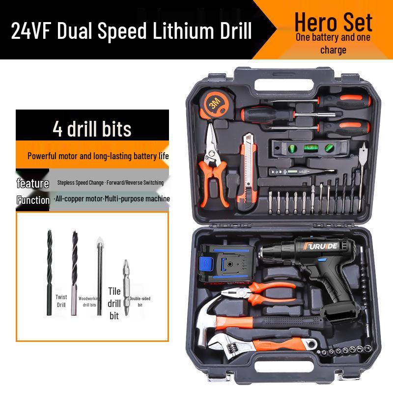 Electric Drill & Multi-Tool Set for Household and Woodworking Repairs.