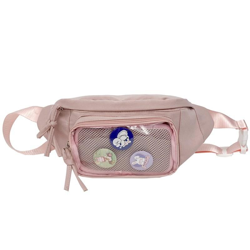 Japanese ins niche baby bag pain bag transparent badge breast bag, millet display messenger bag female student fanny pack