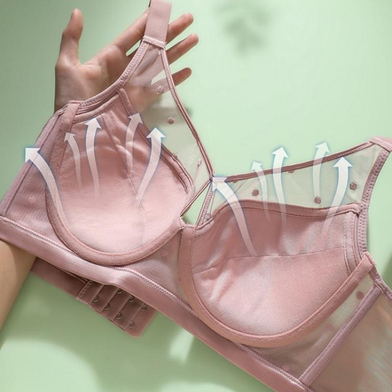 European and American Light-weight Plus-size Underwear Silky Glossy Cloth Splicing Sexy Gathered Breathable Bra