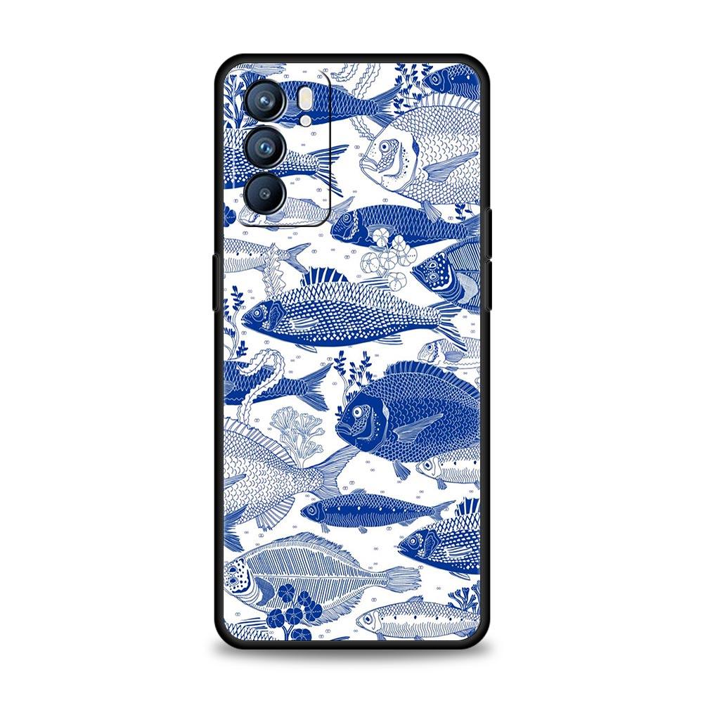 

Blue Ocean Fish Phone Case For Oppo Reno 13 12 11 10 7 F Find X5 X6 A98 A80 A79 A78 A57 A54 A31 A17 Pro 5G Soft TPU Cover Capas Reno10