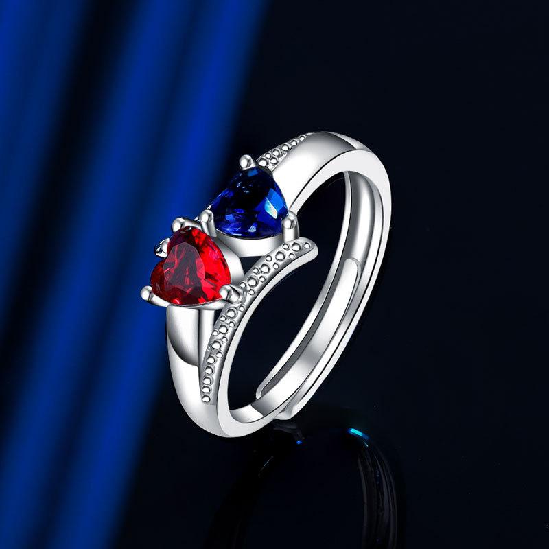 

Кольцо с красным бриллиантом в форме двойного сердца с обрезанным кольцом, европейские и N-образные ювелирные изделия