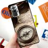 World Map Compass Nautical Case For Xiaomi Redmi Note 12 Pro 11 8 9 10 Pro 9S 10S 11S 12S Redmi 12C 10C 9C 10A Cover