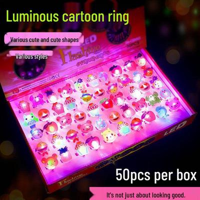 Glow Ring Necklace with Flashing Light & Luminous Pendant – Princess Cartoon Hair Clip Toy for Kids