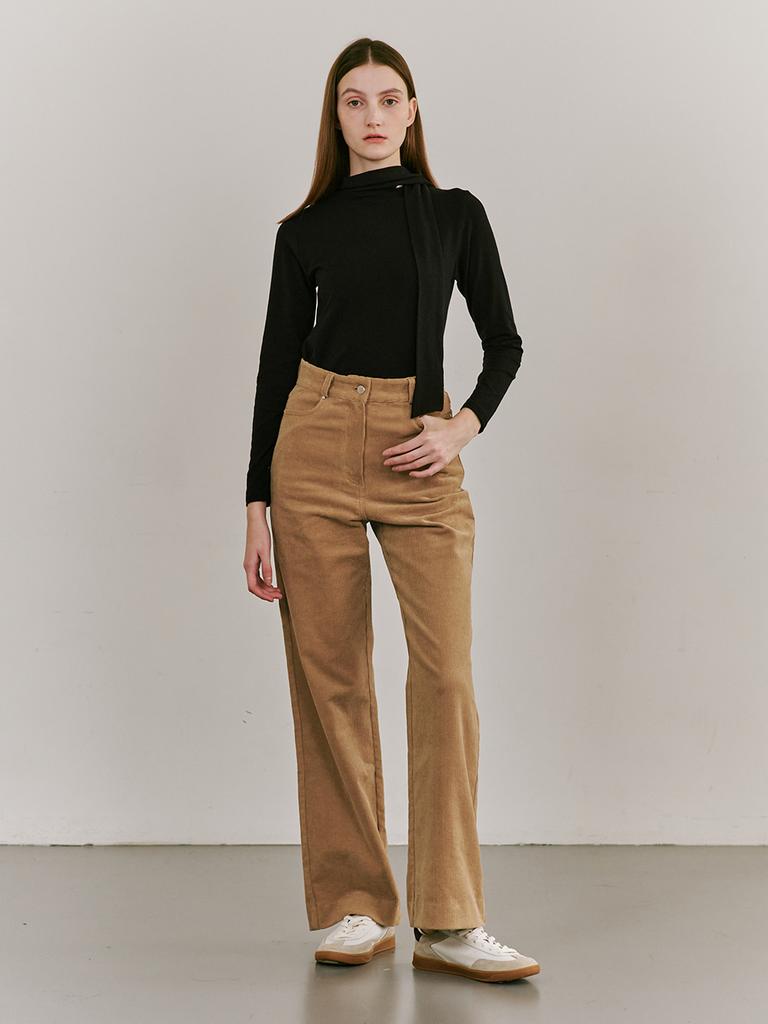 NOUVE Corduroy Straight Pants - Beige