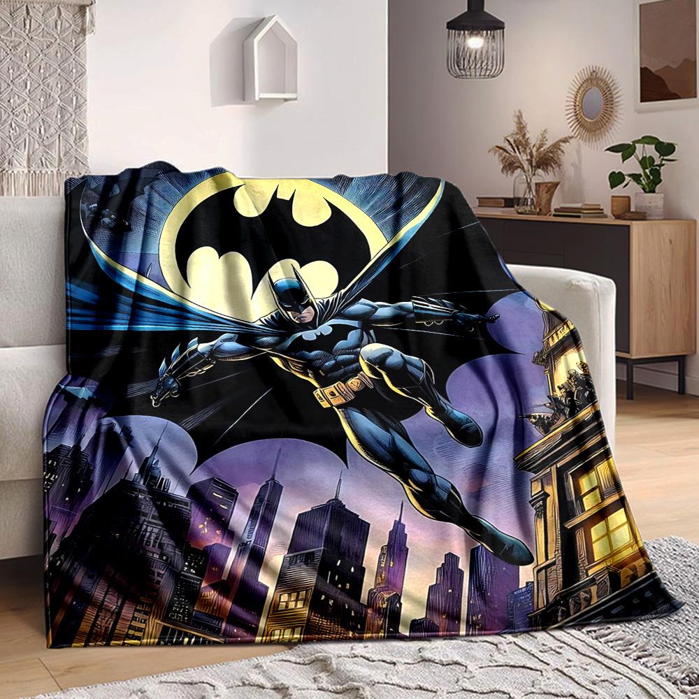 1pc Batman Cityscape Flannel Throw Blanket - HD Printed Lightweight Soft Warm All-Season Blanket for Sofa, Bed, Travel, Camping 071