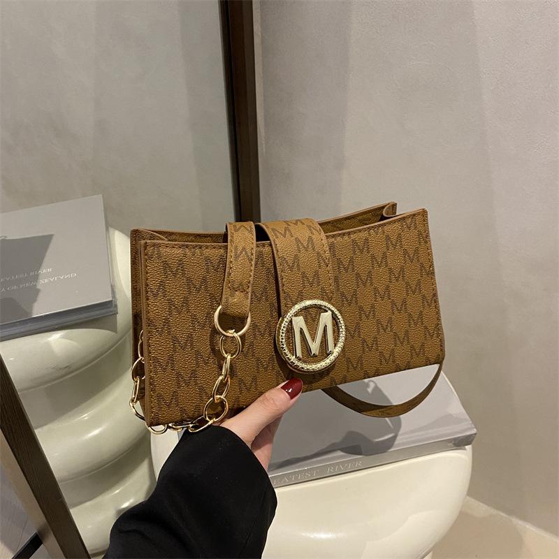 

Персонализированная ретро-принтованная сумка через плечо женская новая трендовая модная высококлассная сумка с буквенным принтом коричневый