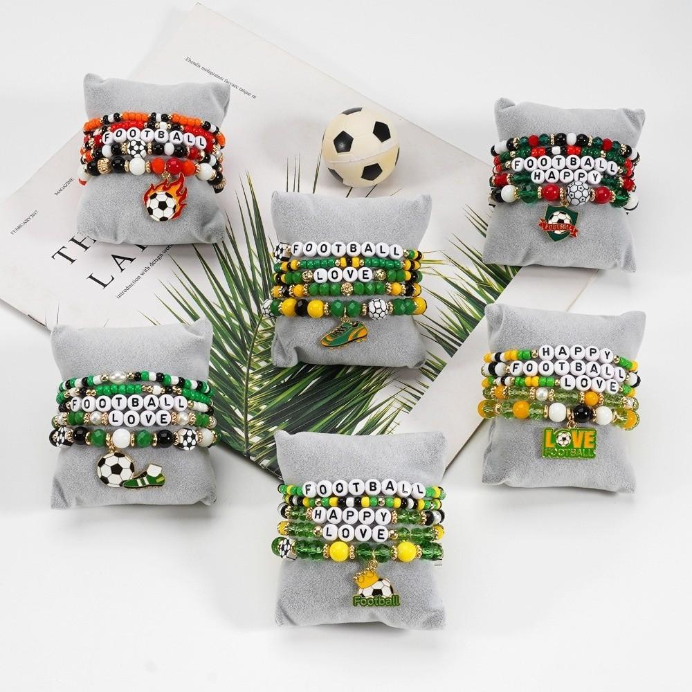 5pcs/set New Creative Soccer Fan Stackable Bracelet Green Shoe Bracelet Set Individualistic Mix-and-match Football Gift Party