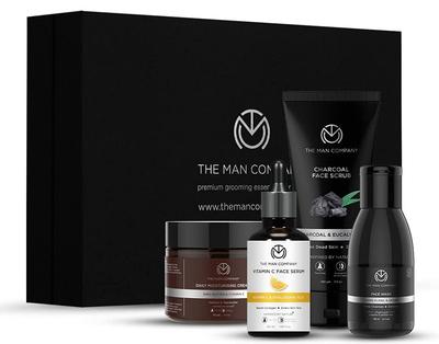 The Man Company On Point Facial Kit With Vitamin C Serum, Charcoal Face Wash & Face Scrub, Daily Moisturizing Cream | Soft & Supple Skin | Annivers