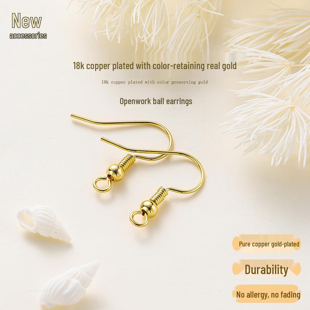 14k Gold-Plated Hollow Ball Ear Hooks - DIY Earring Accessories