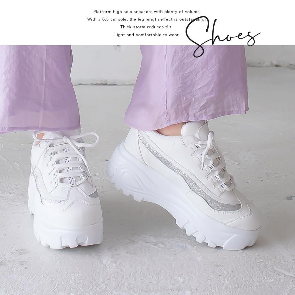 Thick Sole Thick Dance Beautiful No Less FT8046 [Amiami] Sneakers, Sneakers, Sole, Live, Black, White, Legs, Lightweight, Pain, Fatigue, (S (22.5cm),