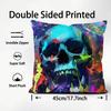Colorful Skull Cool Cushion Cover Plush Fabric Soft Double-Sided Printed Sofa Warm Winter Home Child Gift Pillow Case
