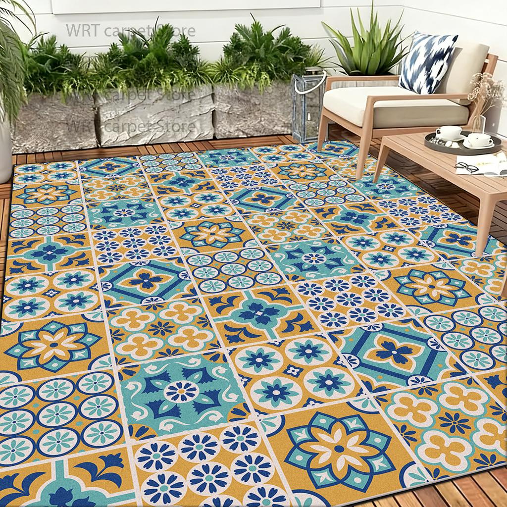 Retro Persian Ethnic Color Outdoor Floral Carpet High-end Luxury Tea Table Rugs Dining Room Anti-slip Large Area Washable Mats