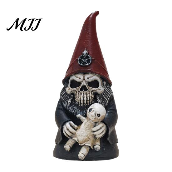 Desktop Display Statues 3D Printed Gothic Skull Gnome Ornament, Halloween Retro Spooky Ornaments for Home Decor Figurine and Garden Decoration, Unique