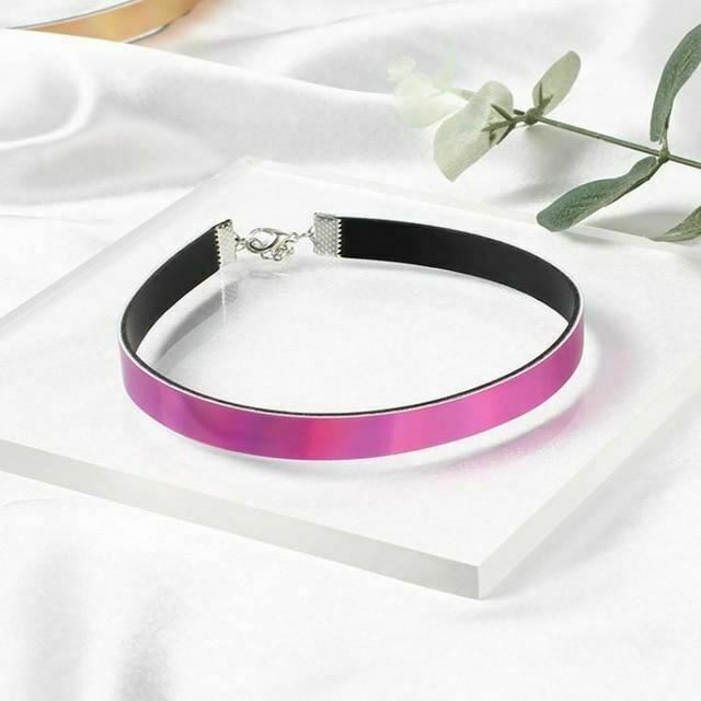 Day Collar Holographic Choker Submissive Pu Leather Necklace Collars & Leashes